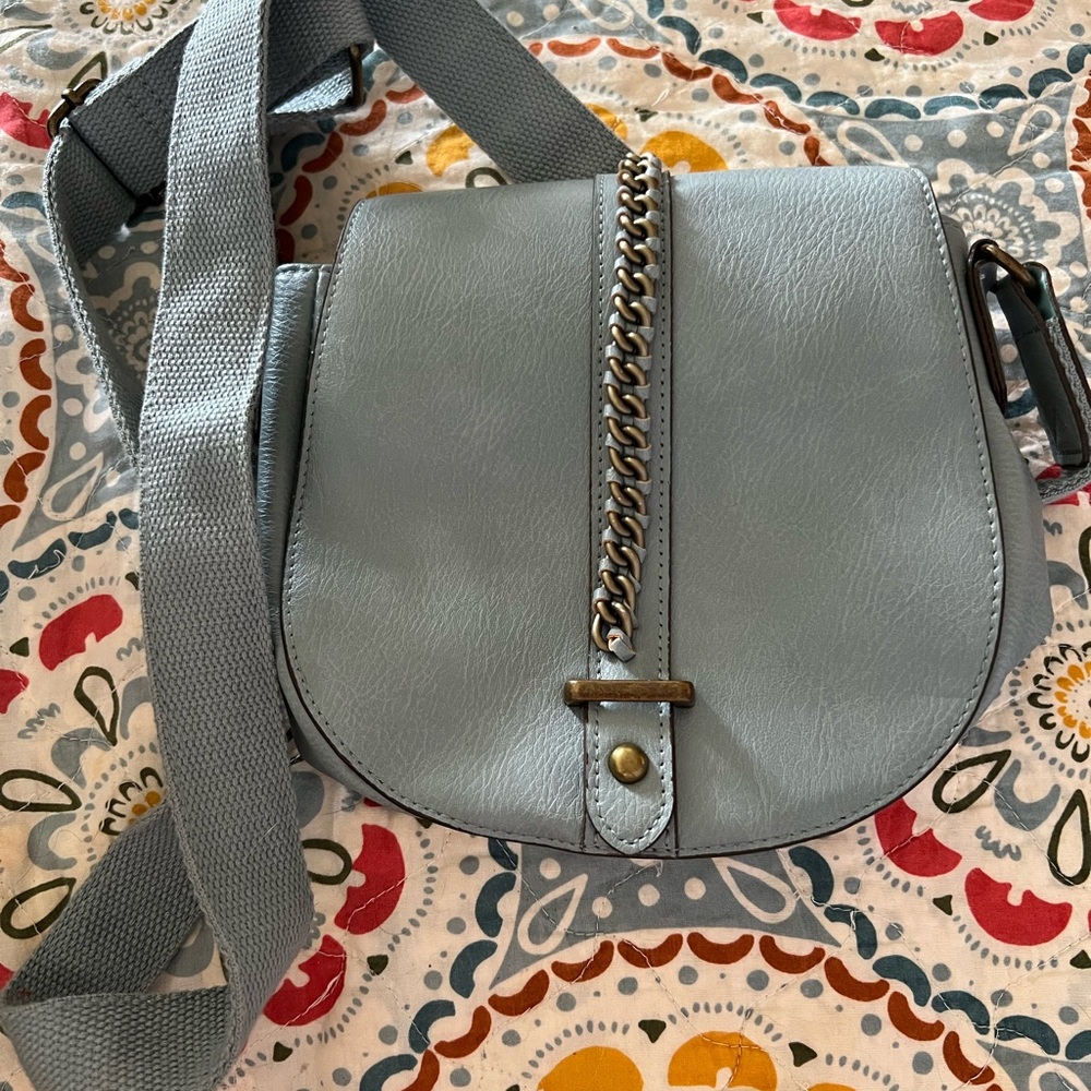 Chain Accent Blue Crossbody Bag